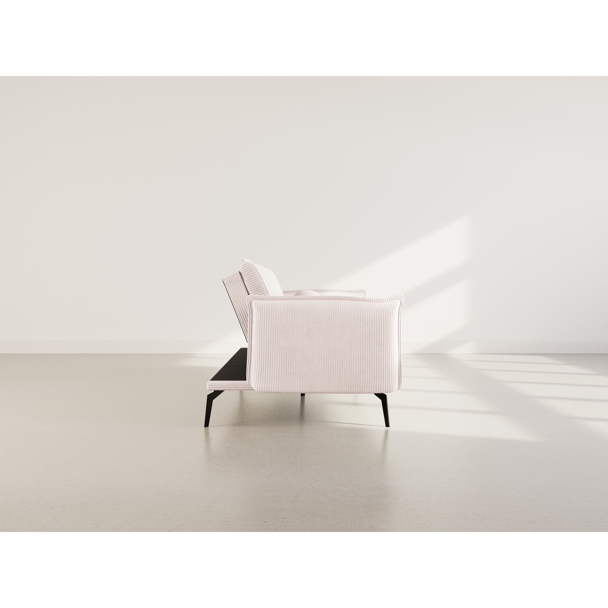 Lexie - Canapé convertible clic-clac 2 places en velours côtelé - Beige