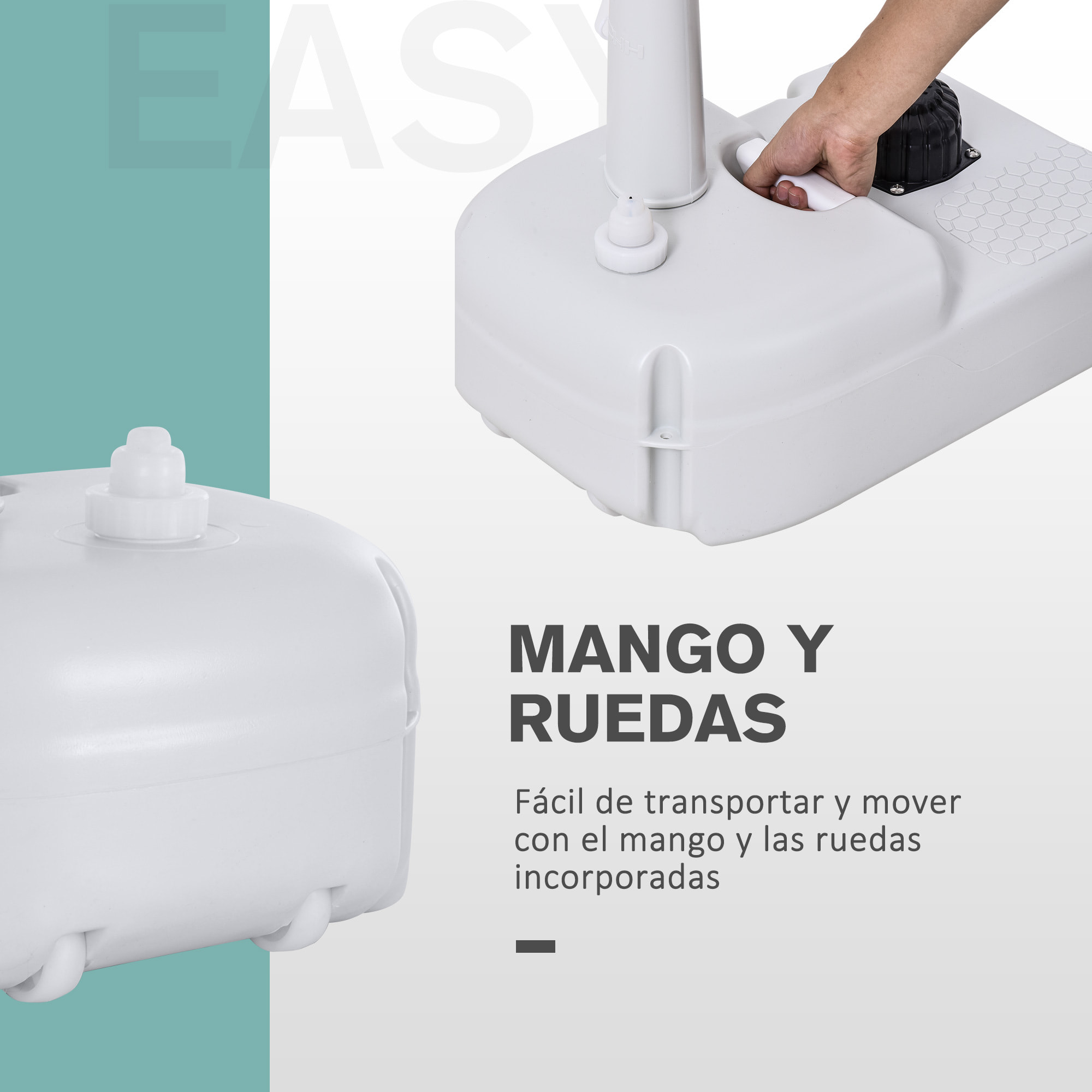 Fregadero Portátil al Aire Libre con Tanque de Agua de 17L Toallero Rueda 51x33,5x103