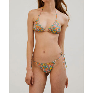 Braga de bikini con lazos y estampado de flores