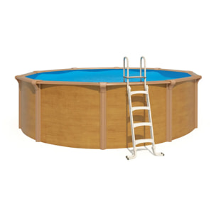 Piscine hors sol acier ronde Ø 4,55 x 1,32 m aspect bois OSMOSE