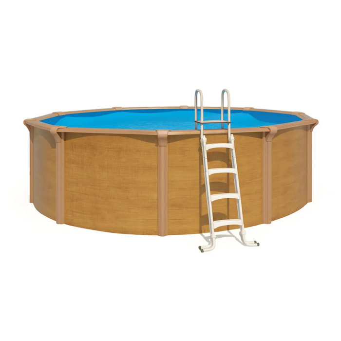 Piscine hors sol acier ronde Ø 4,55 x 1,32 m aspect bois OSMOSE