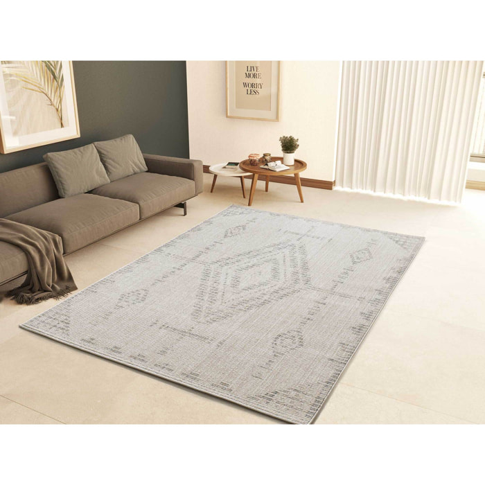 ELEMENT Alfombra en estilo étnico con relieve de color beige, varias medidas disponibles.