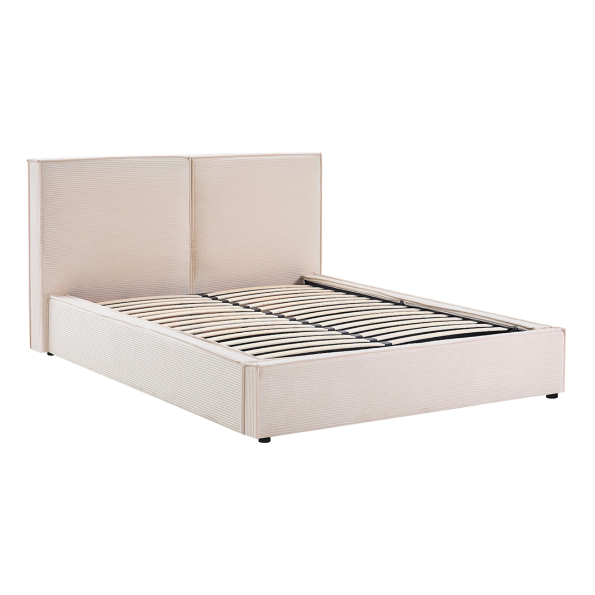 Lit Coffre en velours côtelé Intemporel | Coloris Beige