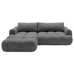Yulin - Canapé d'angle gauche 4 places convertible avec coffre en tissu bouclette - Gris foncé