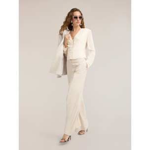 Motivi - Camicia in crêpe de chine con bottoni foderati - Bianco