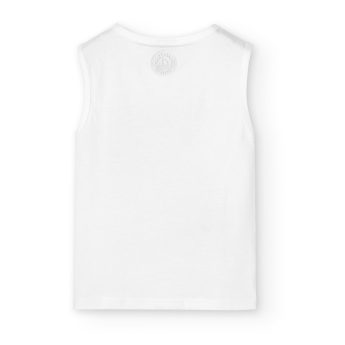 Camiseta niño, algodón estampada, tirantes, blanco, 838278