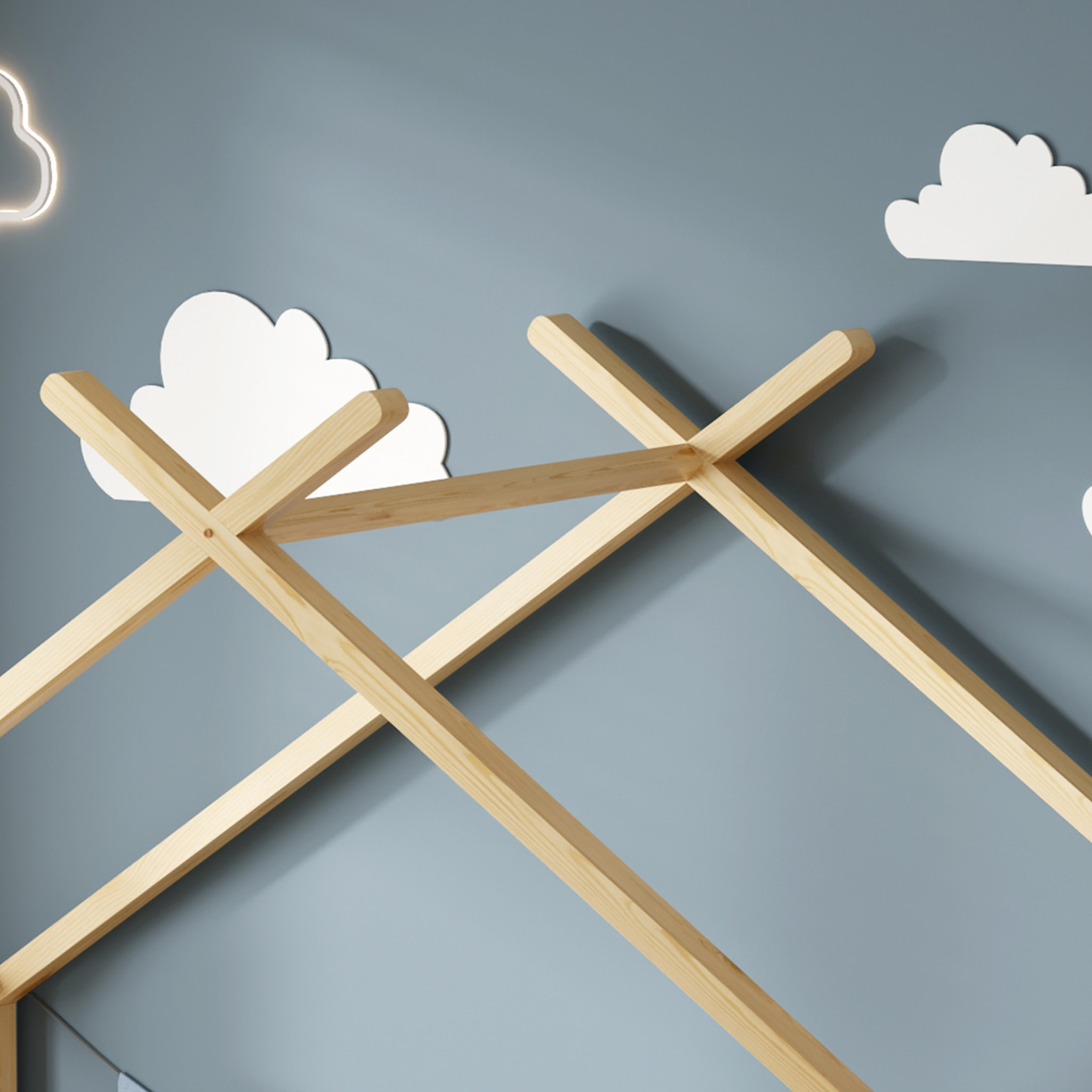 Lit Cabane Bambino, couchage 90x190 cm, Bois de Pin Naturel, Sommier inclus, Avec 2 Tiroirs de rangement