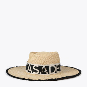 Cappello effetto rafia sfrangiato