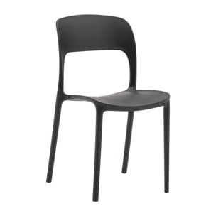 set 4 sedie impilabili in polipropilene nere