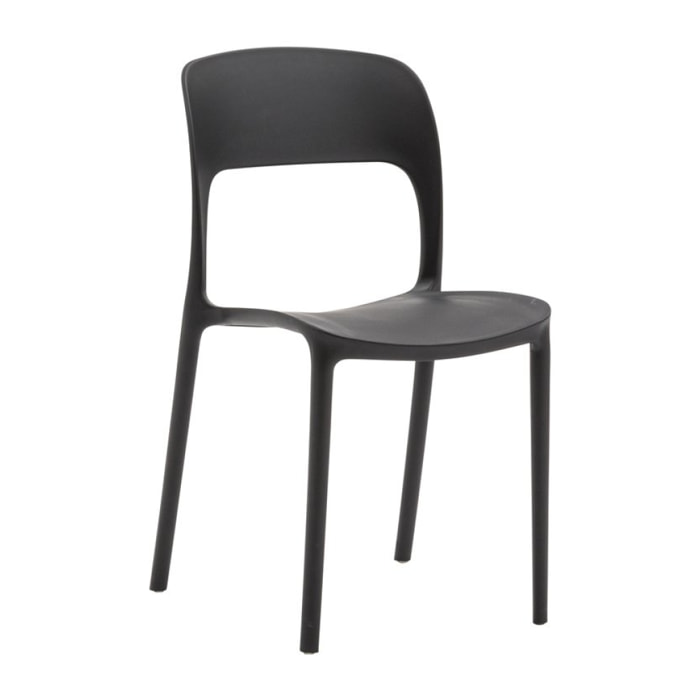 set 4 sedie impilabili in polipropilene nere
