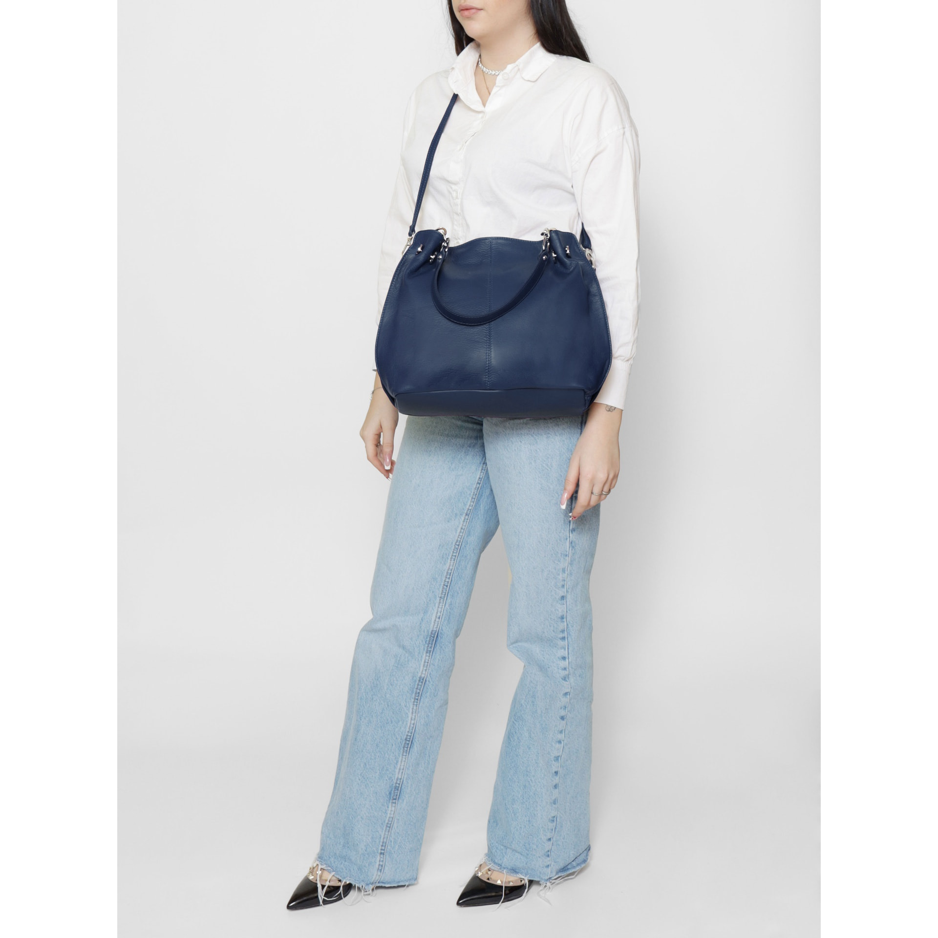 Borsa a mano da donna Made in Italy - Modello Ereba - 100% pelle - 38.0 x 30.0 x 12.0 cm