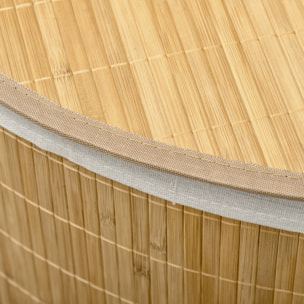 Cesto para Ropa Sucia de Bambú 55L con Tapa y Bolsa Extraíble 38x38x57cm Natural