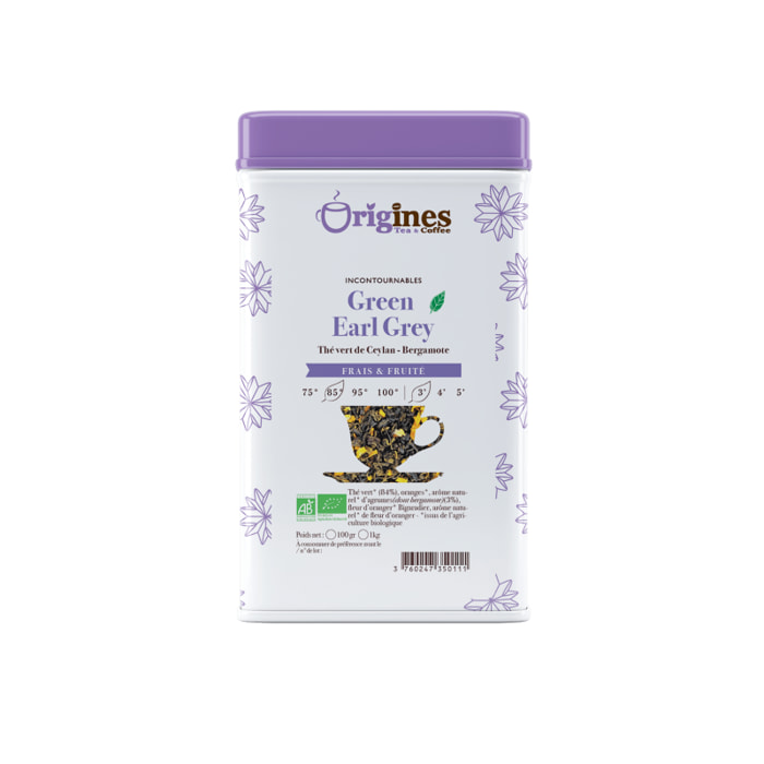 Green Earl Grey - Thé Vert Bio - Boîte Métal 100g