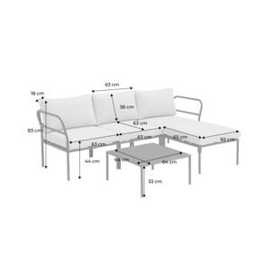 Salon de jardin modulable aluminium 4 places ARCADIA