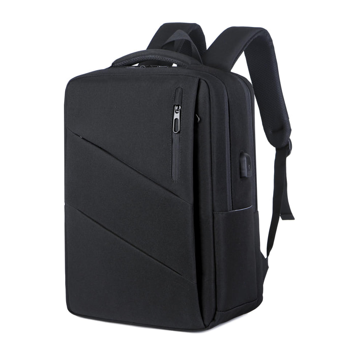 DAM Mochila para Laptop con interfaz de carga USB. 30x15x47 Cm. Color: Negro