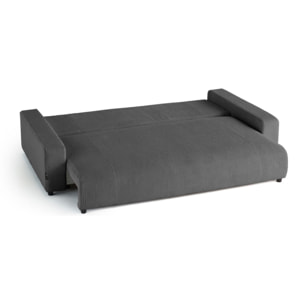 Pivoine - canapé droit 3 places - convertible avec coffre - en velours côtelé - Gris foncé