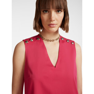 Elena Mirò - Abito ad A con bottoni sulle spalle - Fucsia