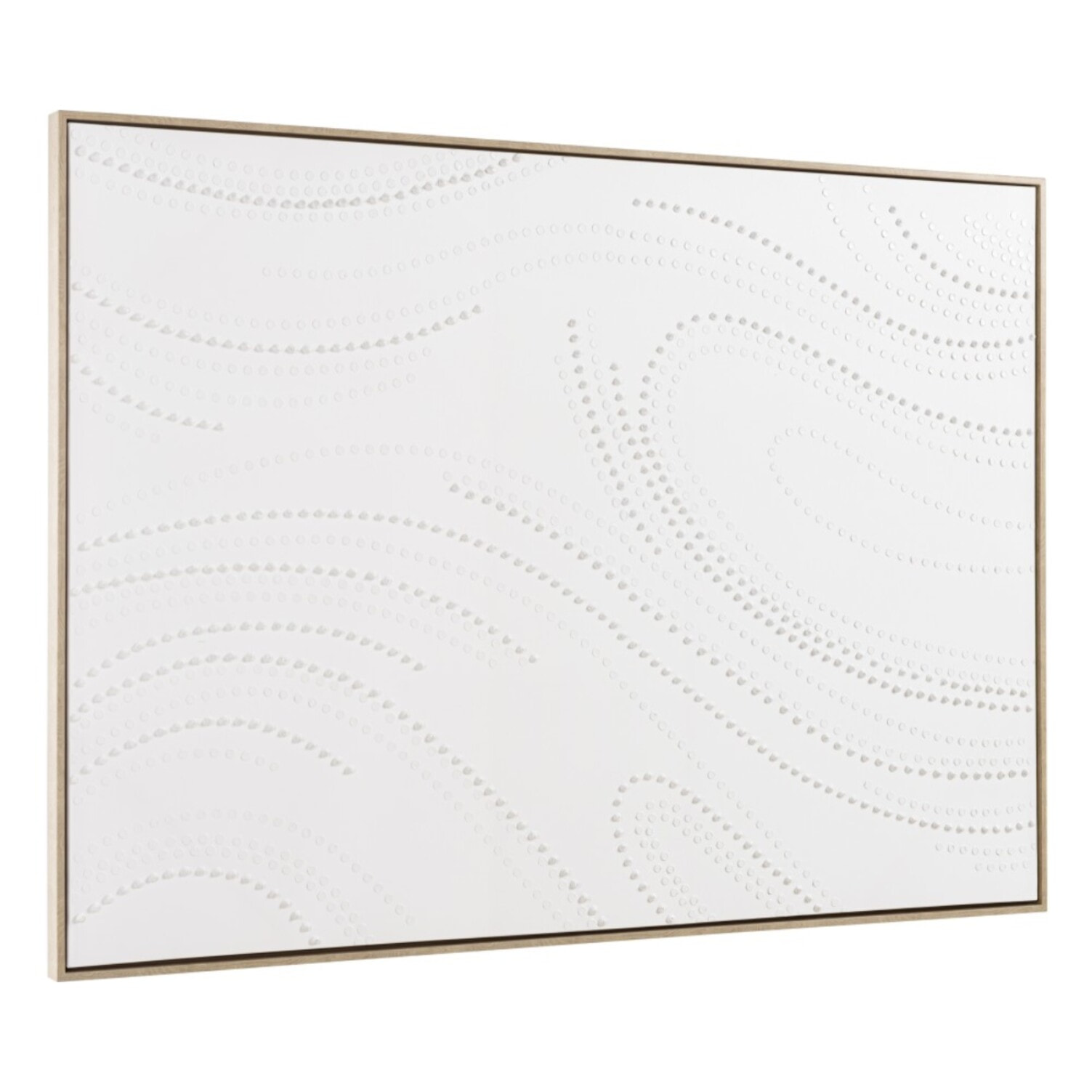 HOMER - Décoration murale 103x143cm blanche à points, cadre naturel