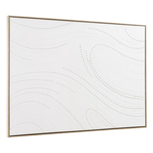 HOMER - Décoration murale 103x143cm blanche à points, cadre naturel