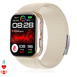 Smartwatch TK67. Llamadas Bluetooth con funciones avanzadas de salud: temperatura corporal, ECG, micro examen físico y presión arterial mediante bomba de inflado y bolsa de aire.