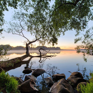 Tableau bord de lac Toile imprimée