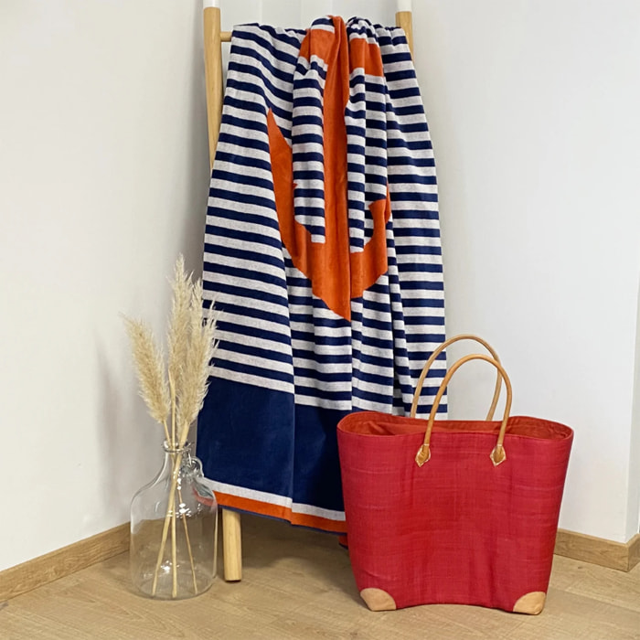 Serviette de plage éponge velours Jacquard - Cliffe - 140x180cm - 400g/m²