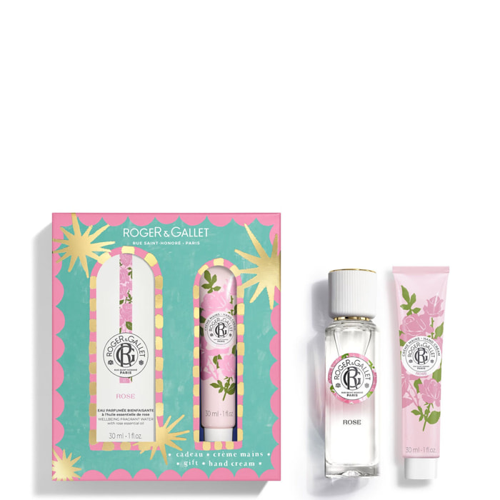 Rose - Coffret Eau Parfumée Bienfaisante 30ml + Crème Mains 30ml