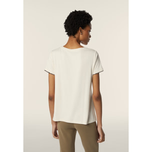 T-shirt donna in jersey viscosa con inserto animalier