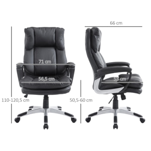 Silla de Oficina Ejecutiva Sillón Despacho Elevable Giratorio de Cuero Negro