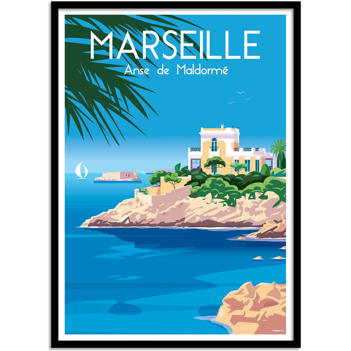 Affiche - Marseille Anse de Maldormé - Raphael Delerue