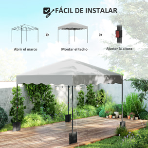 Carpa Plegable Pop-up Gazebo 3x3 m Cenador Plegable con Protección UV 50+ Altura Ajustable Bolsa de Arena y Bolsa con Ruedas para Camping Fiestas Blanco