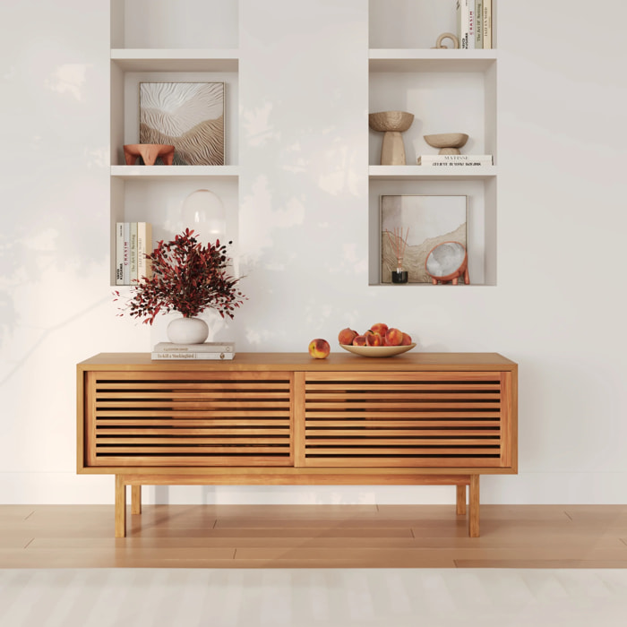 Meuble TV en bois de teck 120 cm - Bormes