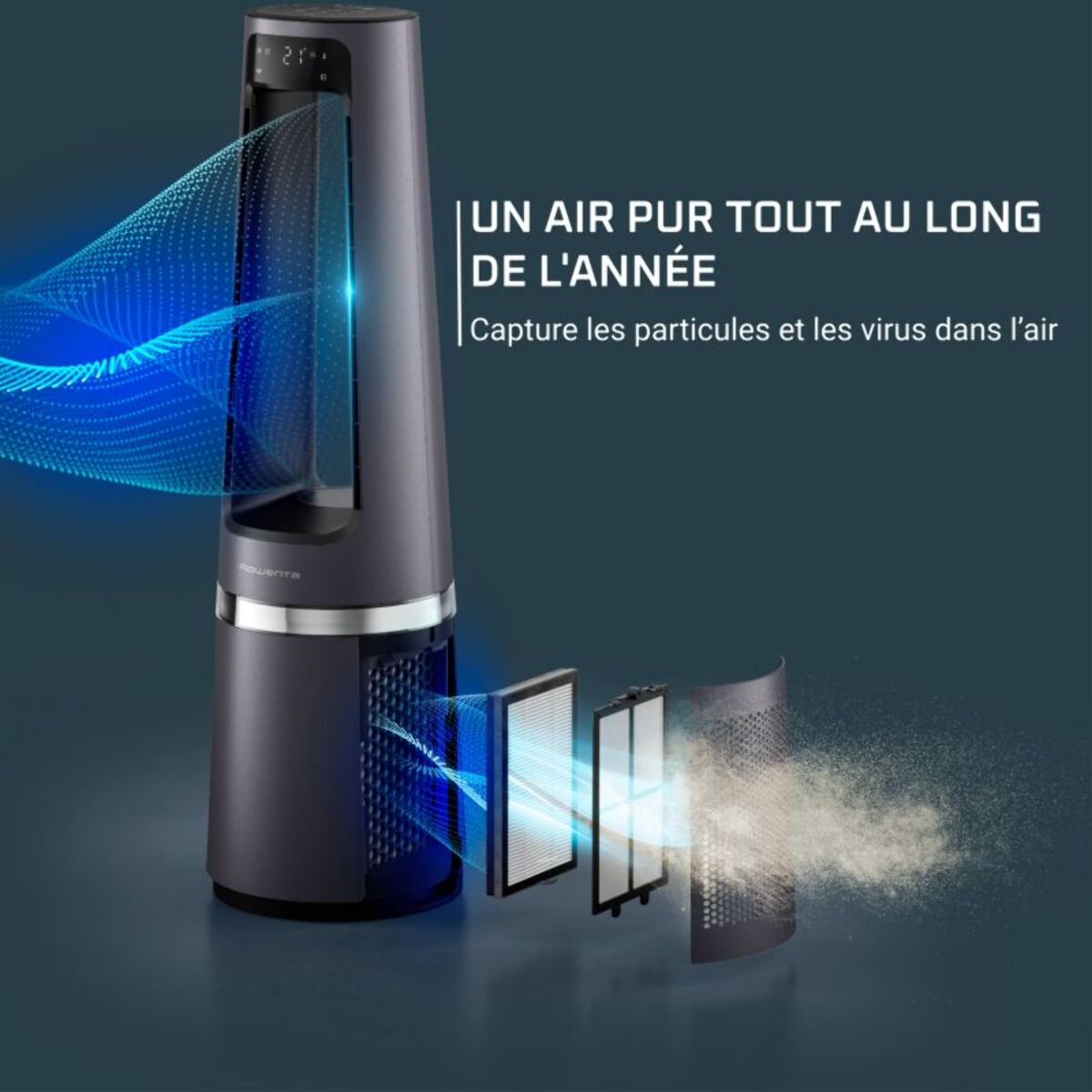 Purificateur d'air, ventilateur, humidificateur ROWENTA Eclipse 3 en 1 connect QU5072F0