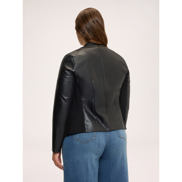 Fiorella Rubino - Chaqueta biker con cuello mao - Negro