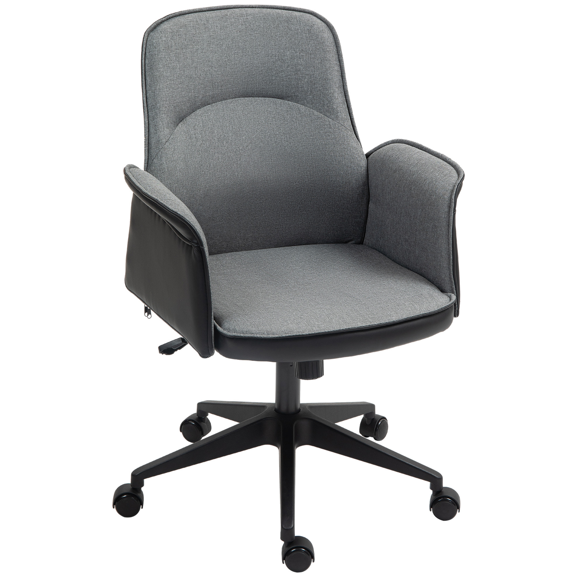 Silla de Oficina Giratoria Silla de Escritorio Altura Ajustable con Función de Basculante y Reposabrazos Silla de Estudio Carga 120 kg Gris y Negro