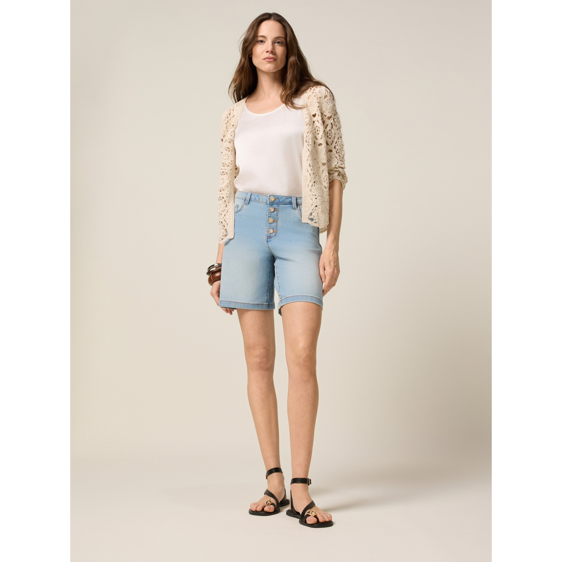 Oltre - Bermudas de mezclilla clara - Light - blue
