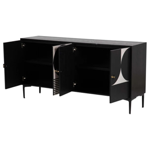 Aparador Mdf Metal Negro Blanco 160x40x80 Cm
