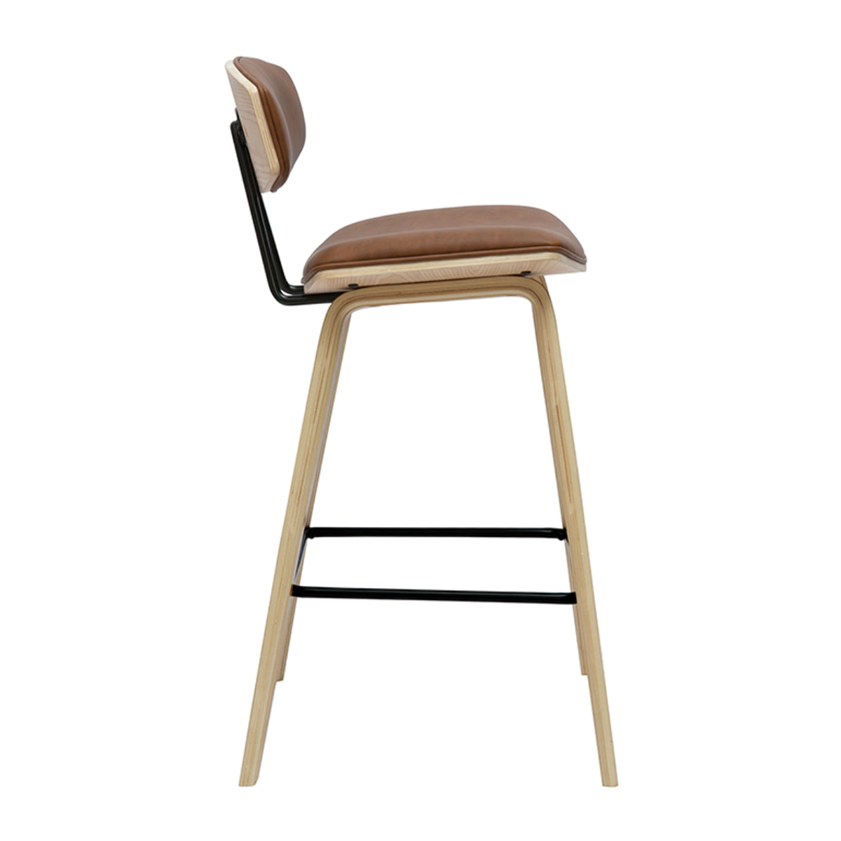 Tabourets de bar design marron et bois clair H69 cm (lot de 2) VASCO
