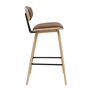 Tabourets de bar design marron et bois clair H69 cm (lot de 2) VASCO