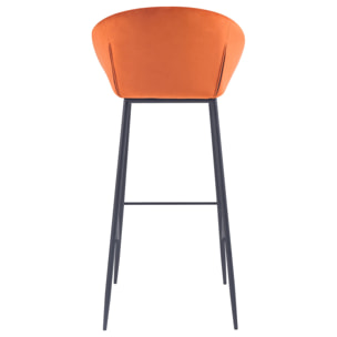 Lot de 2 chaises de bar 75 cm en velours orange - Marquise