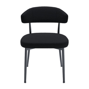 Lot de 2 chaises de salle à manger en tissu bouclette gris anthracite & métal noir Mona