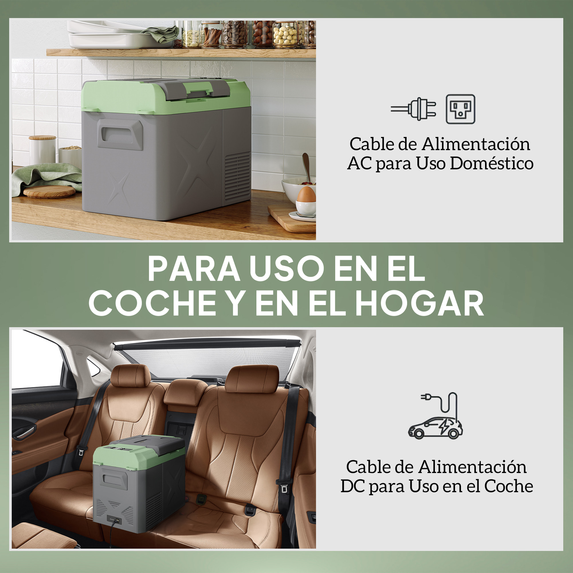 Nevera Portátil Eléctrica 24,2L Refrigerador de Coche 12/24/220V con Compresor Luz LED Pantalla Digital Modos ECO y MAX de -20℃ a +20 ℃ Puerto USB para Hogar Camping Viajes Automóvil