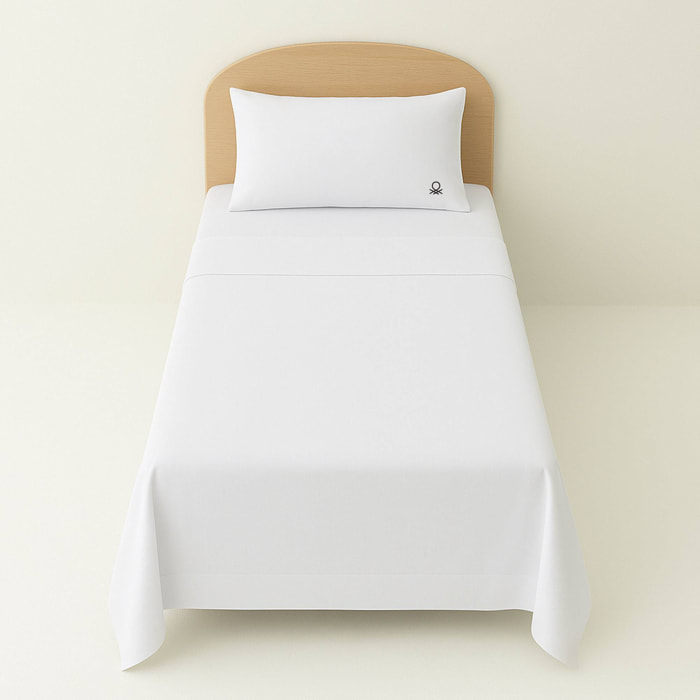Set 3pzs sabana individual: sabana plana (160x290cm c/ dobladillo simple 5cm) + sabana bajera (90x200+25cm flap) + 1 funda de almohada (50x80cm) 100%