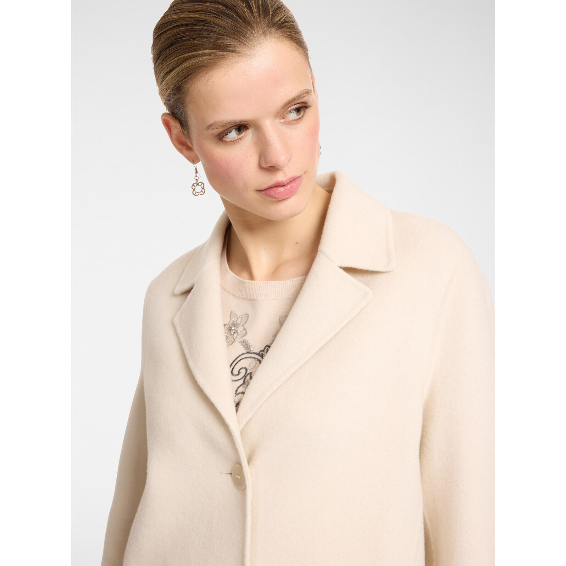 Elena Mirò - Cappotto sartoriale in tessuto double - Beige