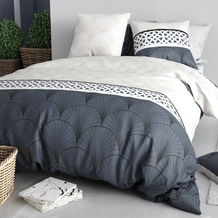 Parure housse de couette imprimé 100% coton - arcadia