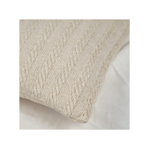 Lot de 2 coussins 40 x 40 cm en coton brodés beige - PLUME