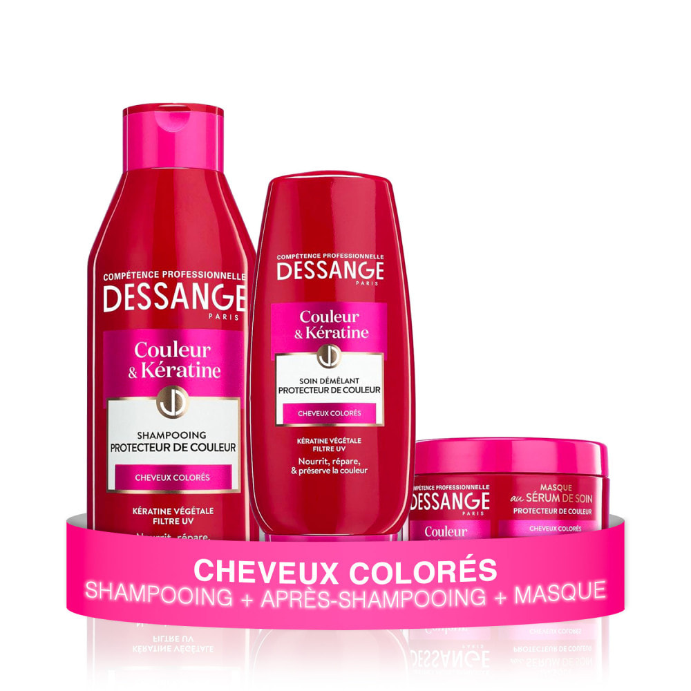 Dessange Couleur & Kératine Rituel Protecteur de Couleur Shampooing, Après-shampooing, Masque Cheveux Colorés 250ml,200ml,250ml