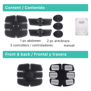 DAM Elettrostimolatore muscolare per addominali, gambe, braccia. Cintura stimolatore tonificante massaggiatore elettrico, funzionante a batteria. 20x3x22cm. Colore nero
