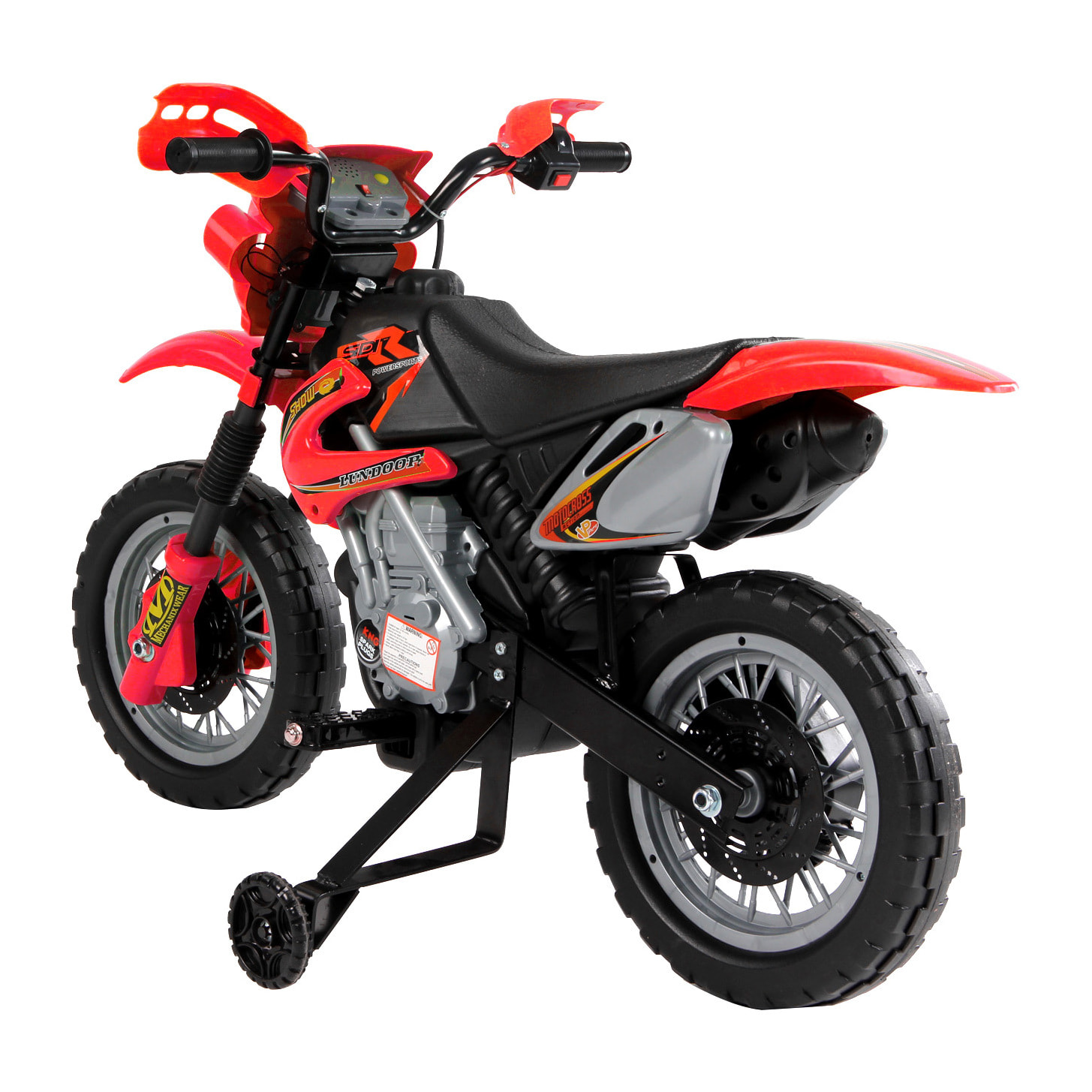 Moto cross électrique enfant 3 à 6 ans 6 V phares klaxon musiques 102 x 53 x 66 cm rouge et noir