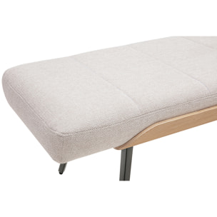 Banc en tissu effet velours texturé beige, bois clair et métal noir L123 cm ELIOR